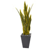 Nearly Natural 9438 4.5' Artificial Green Sansevieria Plant in Slate Planter