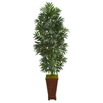 Nearly Natural 8082 5.5' Artificial Green Bamboo Palm Plant in Decorative Planter