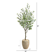 Nearly Natural T2595 5` Eucalyptus Artificial Tree in Sandstone Planter