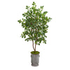 Nearly Natural 9993 57" Artificial Green Oak Tree in Vintage Metal Planter