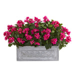 Nearly Natural 8058 30" Artificial Green & Pink Bougainvillea Plant in Stone Planter