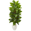 Nearly Natural 9357 63" Artificial Green Real Touch Large Leaf Philodendron Plant in White Planter