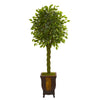 Nearly Natural 5715 6' Artificial Green Braided Ficus Tree in Decorative Planter