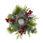 Nearly Natural A1840 10`` Artificial Christmas Candelabrum with Decorative Bows