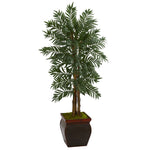 Nearly Natural 5728 5' Artificial Green Parlor Palm Tree in Decorative Planter