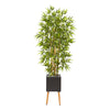 Nearly Natural 9855 82" Artificial Green Bamboo Tree in Black Planter with Stand