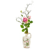 Nearly Natural 1910 31" Artificial Green & Pink Rose Arrangement in Floral Design Pitcher