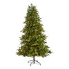 Nearly Natural 6.5` Yukon Mountain Fir Artificial Christmas Tree with 450 Clear Lights, Pine Cones and 1236 Bendable Branches