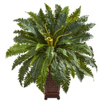 Nearly Natural 8227 3' Artificial Green Marginatum Plant in Decorative Planter