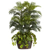 Nearly Natural 4.5` Double Areca w/Vase & Pothos Silk Plant
