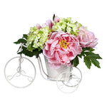 Nearly Natural Peony & Hydrangea Tricycle Silk Flower Arrangement