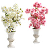 Nearly Natural 20`` Cherry Blossom Artificial Arrangement in White Urn (Set of 2)