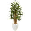 Nearly Natural 5816 4' Artificial Green Bamboo Tree in White Oval Planter