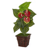 Nearly Natural 9425 29" Artificial Green & Red Real Touch Anthurium Plant in Decorative Planter