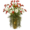 Nearly Natural 25`` Rose Artificial Arrangement in Designer Gold Vase