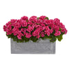 Nearly Natural 18`` Geranium Artificial Plant in Stone Planter UV Resistant (Indoor/Outdoor)
