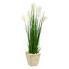 Nearly Natural P1573 4.5’ Wheat Plum Grass Artificial Plant in Country White Planters