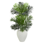 Nearly Natural 5691 3.5' Artificial Green Paradise Palm Tree in White Planter