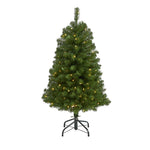 Nearly Natural 4` Virginia Fir Artificial Christmas Tree with 100 Clear Lights and 223 Bendable Branches