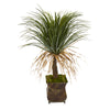 Nearly Natural T1035 37" Artificial Green Pony Tail Palm Plant in Decorative Metal Planter