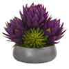 Nearly Natural 18`` Musella and Succulent Artificial Arrangement in Gray Garden Vase