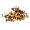 Nearly Natural Sunflower Swag w/Metal Frame