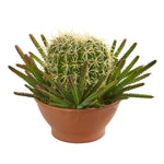 Nearly Natural P1246 14" Artificial Green Cactus Plant in Terra-Cotta Planter