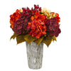 Nearly Natural 1807 Autumn Hydrangea Berry Artificial Silk Arrangement in Weather Planter