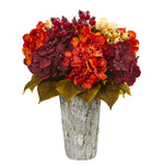 Nearly Natural 1807 Autumn Hydrangea Berry Artificial Silk Arrangement in Weather Planter