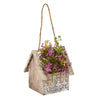 Nearly Natural 6302 10.75" Artificial Sedum & Eucalyptus Plant in Birdhouse Hanging Basket