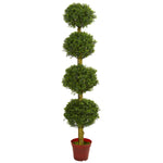 Nearly Natural 5515 6' Artificial Green Four Tier Boxwood Topiary Tree, UV Resistant (Indoor/Outdoor)