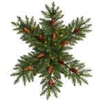 Nearly Natural W1290 30`` Pre-Lit Snowflake Artificial Dunhill Fir Wreath