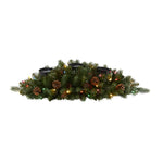 Nearly Natural 30`` Flocked and Glittered Artificial Christmas Triple Candelabrum with 35 Multicolored Lights and Pine Cones