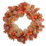 Nearly Natural W1184 30`` Autumn Pumpkin with Decorative Bows Artificial Wreath