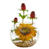 Nearly Natural 1787 Sunflower & Thistle Artificial Arrangement