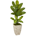 Nearly Natural P1128 51" Artificial Green Real Touch Dieffenbachia Plant in Stone Washed Planter