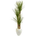 Nearly Natural 9304 5.5' Artificial Green Yucca Tree in White Planter