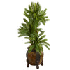 Nearly Natural 9206 4' Artificial Green Triple Cycas Plant in Decorative Planter