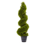 Nearly Natural 5450 3' Artificial Green Grass Spiral Topiary with Decorative Planter