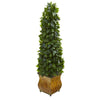 Nearly Natural 9933 38" Artificial Green Sweet Bay Cone Topiary Tree in Decorative Metal Planter