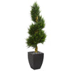 Nearly Natural 5766 5.5' Artificial Cypress Spiral Tree in Black Wash Planter UV Resistant (Indoor/Outdoor)