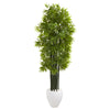 Nearly Natural 9729 6' Artificial Green Bamboo Tree with Green Trunks in White Planter, UV Resistant (Indoor/Outdoor)