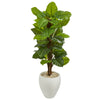 Nearly Natural 6438 5' Artificial Green Real Touch Large Leaf Philodendron Plant in White Oval Planter