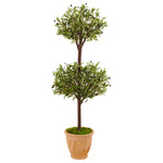 Nearly Natural 5858 4.5' Artificial Green Olive Topiary Tree in Terracotta Pot