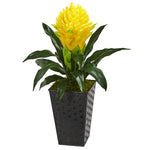 Nearly Natural 18`` Ginger Artificial Plant in Black Embossed Tin Planter