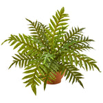 Nearly Natural 8644 24" Artificial Green Real Touch Hares Foot Fern Plant in Planter 