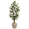 Nearly Natural 9461 5' Artificial Green & White Azalea Tree in Sand Stone Planter