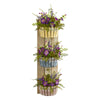 Nearly Natural 8359 39" Artificial Green & Purple Morning Glory Arrangement in Three-Tiered Wall Decor Planter