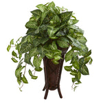 Nearly Natural 8187 34" Artificial Green Nepthytis Plant in Stand Planter