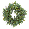 Nearly Natural 4282 23" Artificial Green Mix Royal Ruscus, Fittonia & Berries Wreath